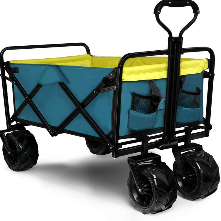 Folding Garden Beach Wagon With Canopy Utility Beach Collapsible Outdoor beach Wagon big wheels