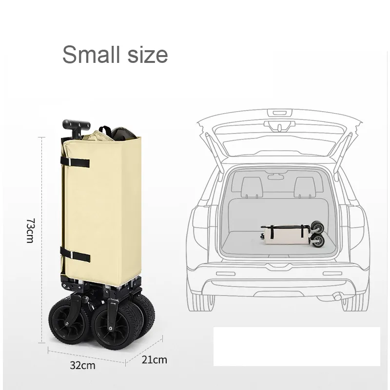 All-terrain folding wagon garden cart portable 8 inch wheels big capacity wagon for camping, picnic