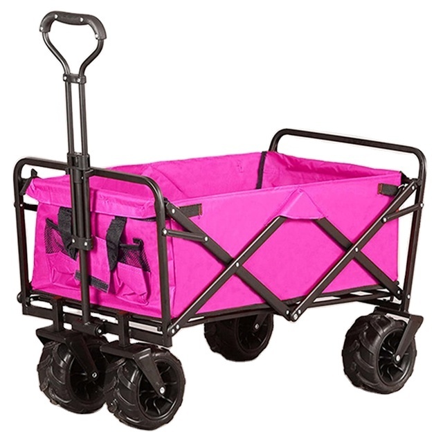 All-terrain folding wagon garden cart portable 8 inch wheels big capacity wagon for camping, picnic