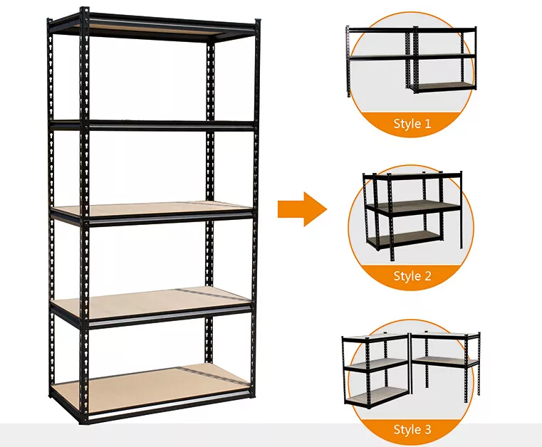 5 Tier Black Plastic Shelving Racking Storage Unit She