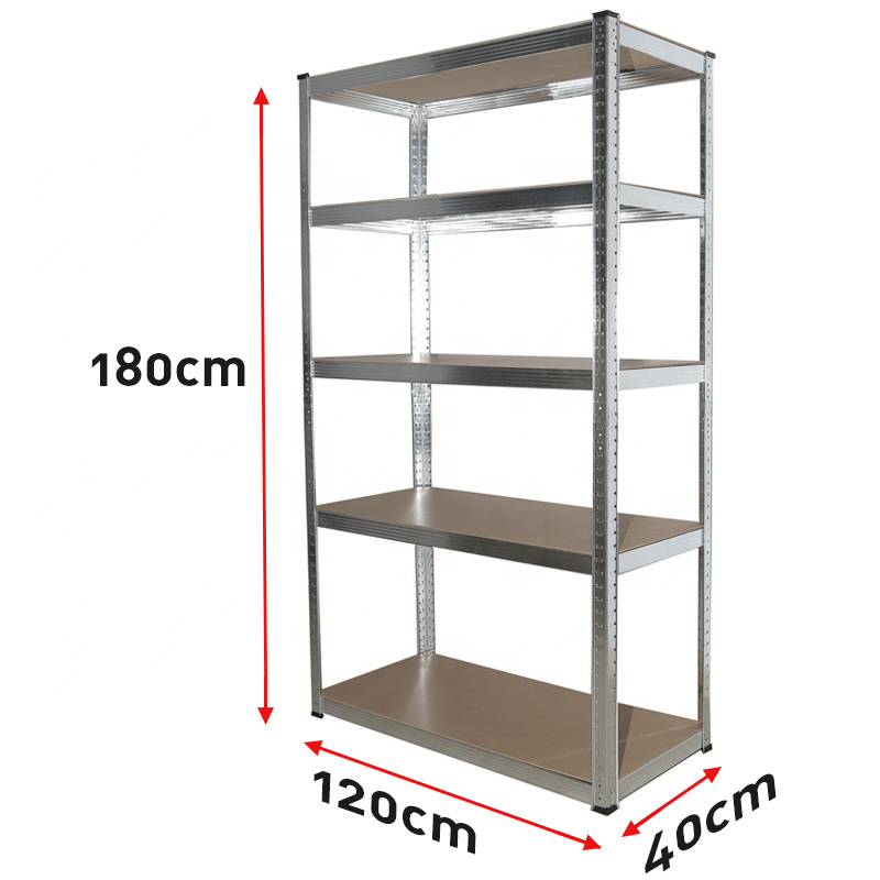 QINGDAO 5 Tier Heavy Duty Adjustable Metal Shelving Unit Galvanized Shelving Storage Boltless Rack 180*90*40CM 875KG