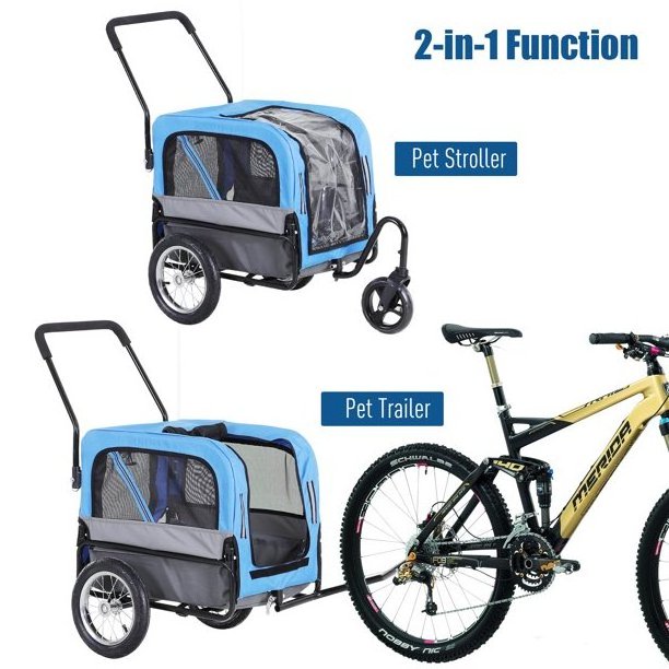 High Quality 2 in 1 Pet Trolleys Cat Dog Easy Walk Folding Travel Carrier dog bicycle Trailer Children kids Bike Trailer