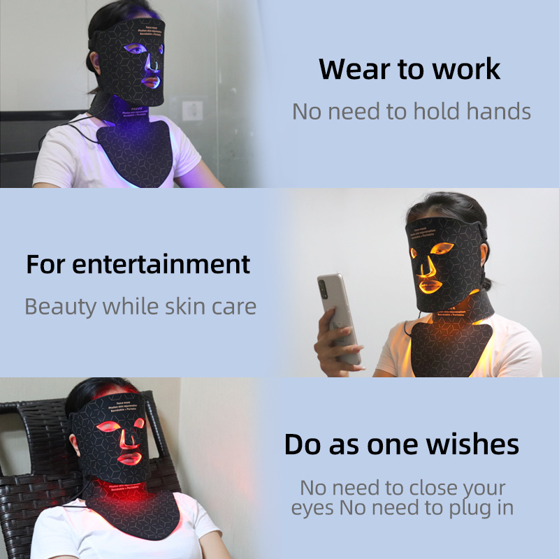 Led Face Mask 4 Color LED Light Photon Near infrared Blue Red Light Therapy Facial Skin light Pro Mask With Neck Strap