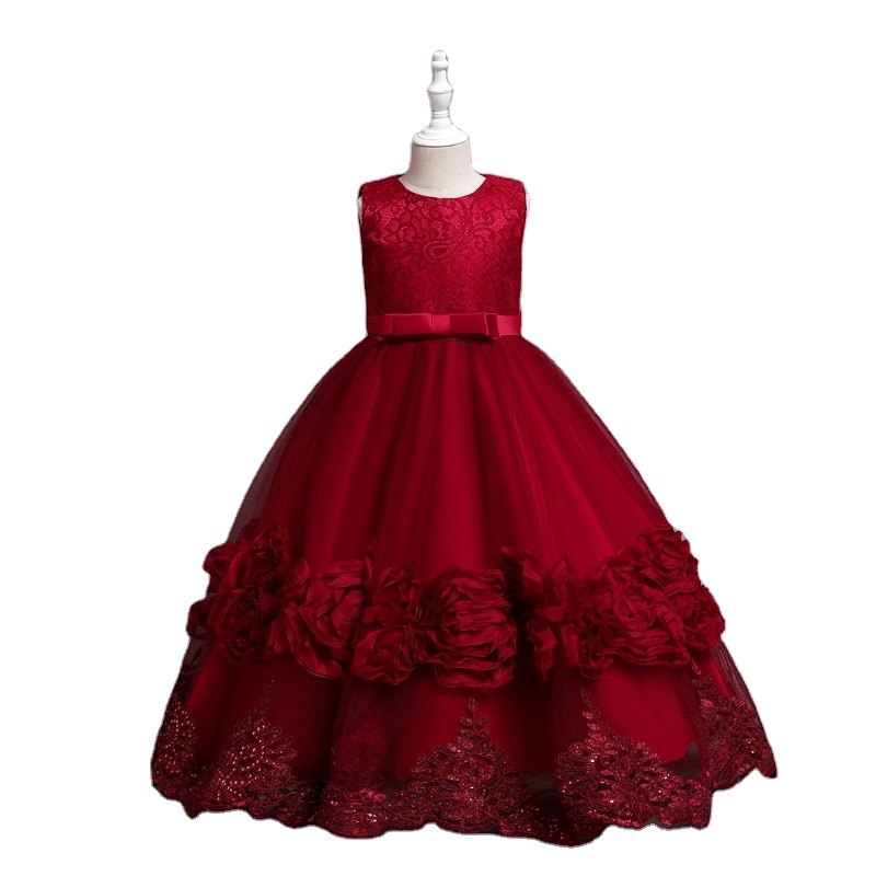 Girls Party Beautiful Children Prom Clothing Flower Girls Princess Wedding Ball Gown Evening Dresses for Girls of 6-11 Years