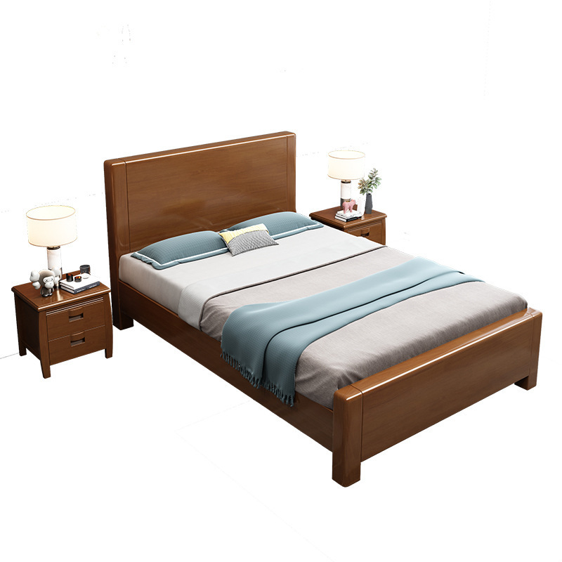 Chinese style full size oak wooden storage beds frame solid wood platform bed with drawers for home