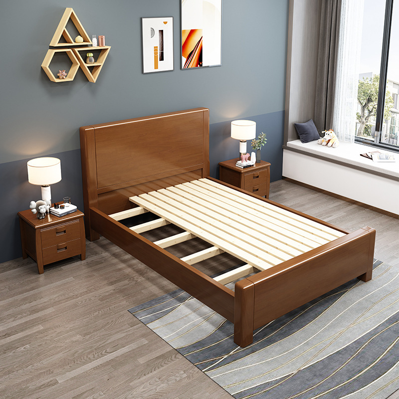 Chinese style full size oak wooden storage beds frame solid wood platform bed with drawers for home