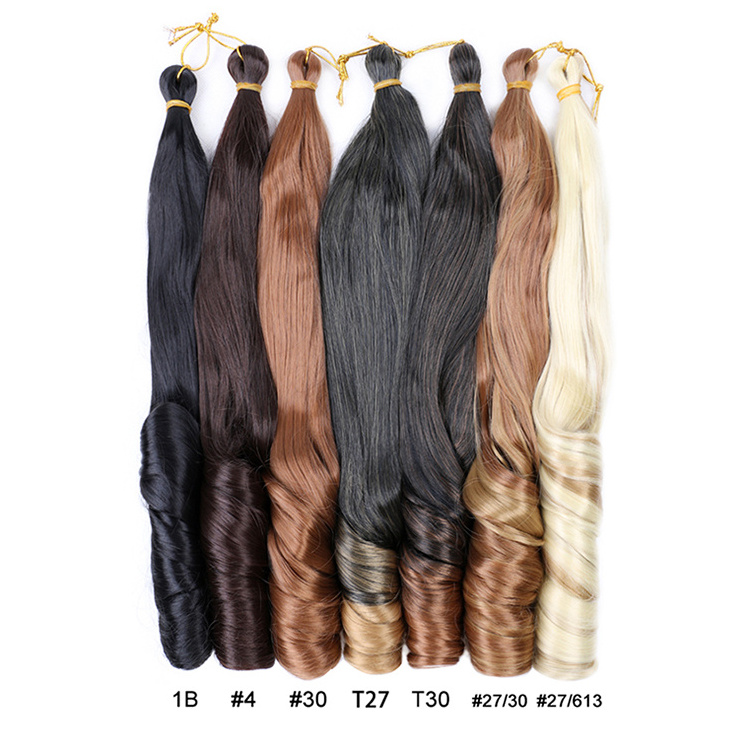 French Curls Extensions Ombre Synthetic Braiding Hair Crochet Braid Spiral Curly Loose Wave Yaki Pony Shiny Silky Hair for Women