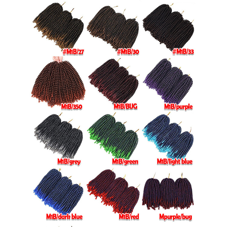 Spring Twist Crochet Braiding Hair Ombre Colors Synthetic Hair Extensions Nubian Twist Curly Crochet Hair For Wholesale Dropship