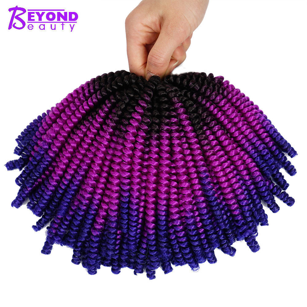 Spring Twist Crochet Braiding Hair Ombre Colors Synthetic Hair Extensions Nubian Twist Curly Crochet Hair For Wholesale Dropship