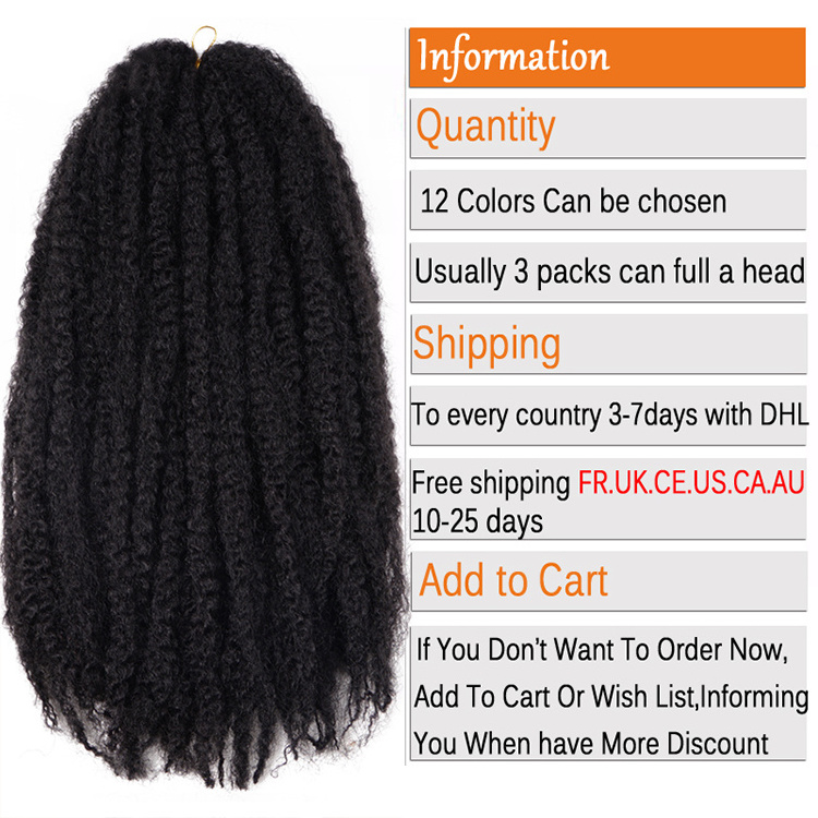 Afro Kinky Marley Braids Hair 18inch Soft Jumbo Crochet Braids Hair Extensions For Women Synthetic Long Ombre Marley Twist Hair