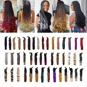 French Curls Extensions Ombre Synthetic Braiding Hair Crochet Braid Spiral Curly Loose Wave Yaki Pony Shiny Silky Hair for Women