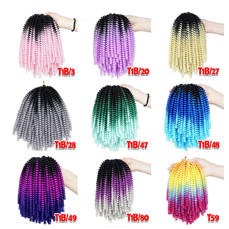 Spring Twist Crochet Braiding Hair Ombre Colors Synthetic Hair Extensions Nubian Twist Curly Crochet Hair For Wholesale Dropship