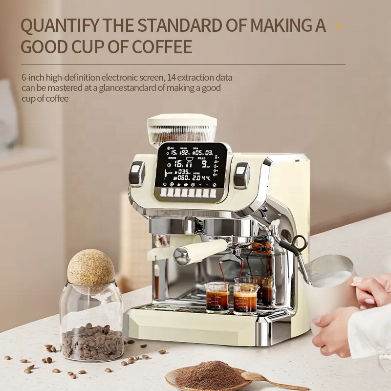 Professional 15 Bar Semi Automatic Coffee Bean Grinder Cappuccino Espresso Coffee Maker Machine With Milk Frother Coffee maker