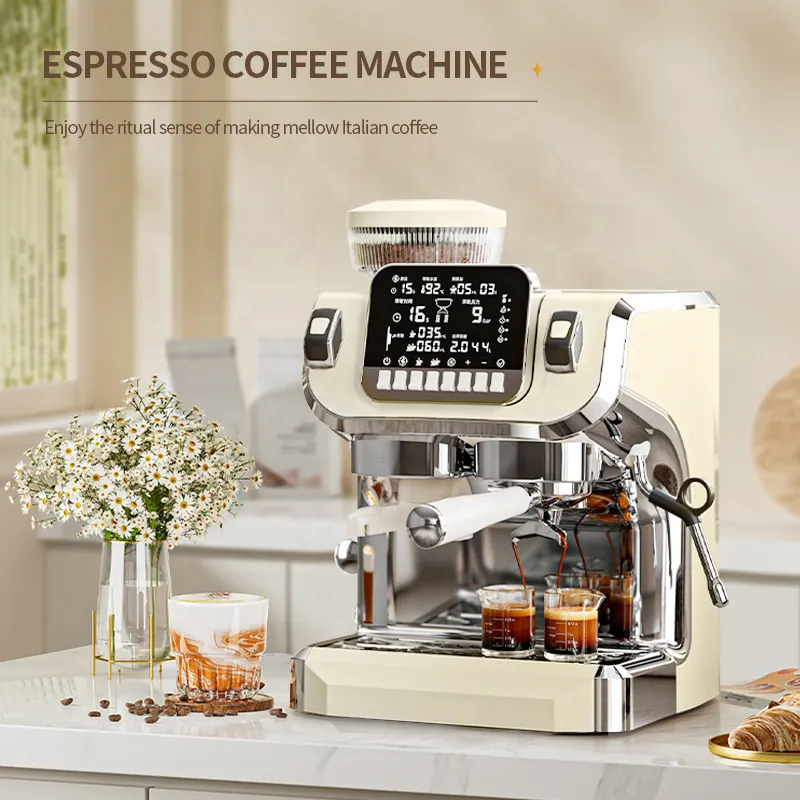 Professional 15 Bar Semi Automatic Coffee Bean Grinder Cappuccino Espresso Coffee Maker Machine With Milk Frother Coffee maker