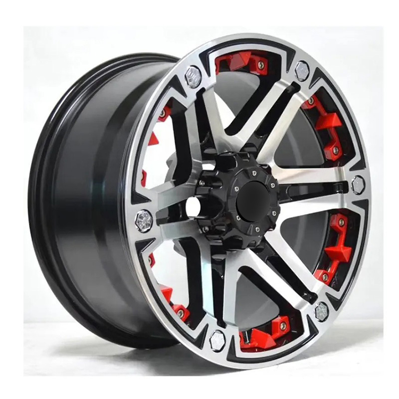 Hot Wheels Premium Cars 16 17 18 Inch Aluminium Black With Red Cool Concave Design 4x4 Wholesale Cast Wheel Rims For SUV