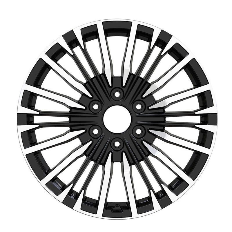 Passenger Car Rims 17 18 19 20 21 Inch 5x108 5x114.3 6x139.7 5 6 Holes Multi Spokes Gloss Black With Machine Face Alloy Wheels