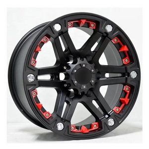 Hot Wheels Premium Cars 16 17 18 Inch Aluminium Black With Red Cool Concave Design 4x4 Wholesale Cast Wheel Rims For SUV