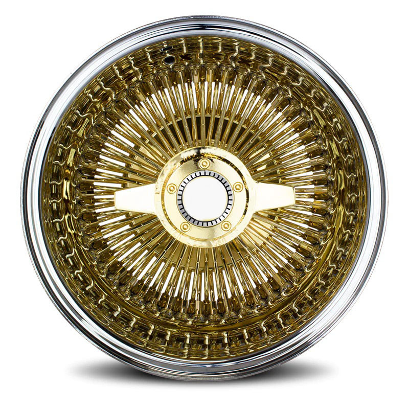 Alloy Car Rims 100 Straight Spokes Vintage Model 13 14 15 16 17 18 20 22 Inch Gold Wire Wheels