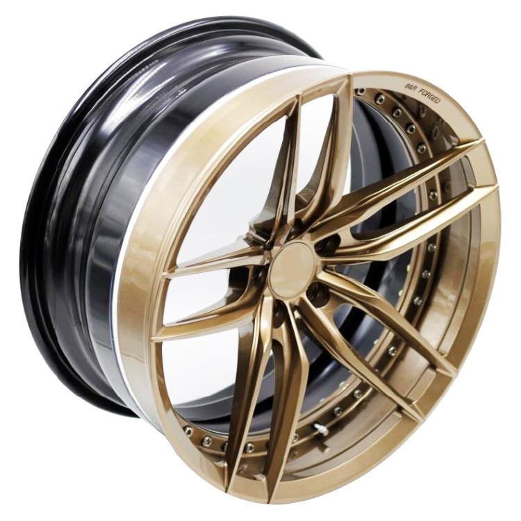 Doublock Forged Wheels passenger car wheels 19 inch rims custom 5x120 Golden Polished 2-Pc 17 18 5 114