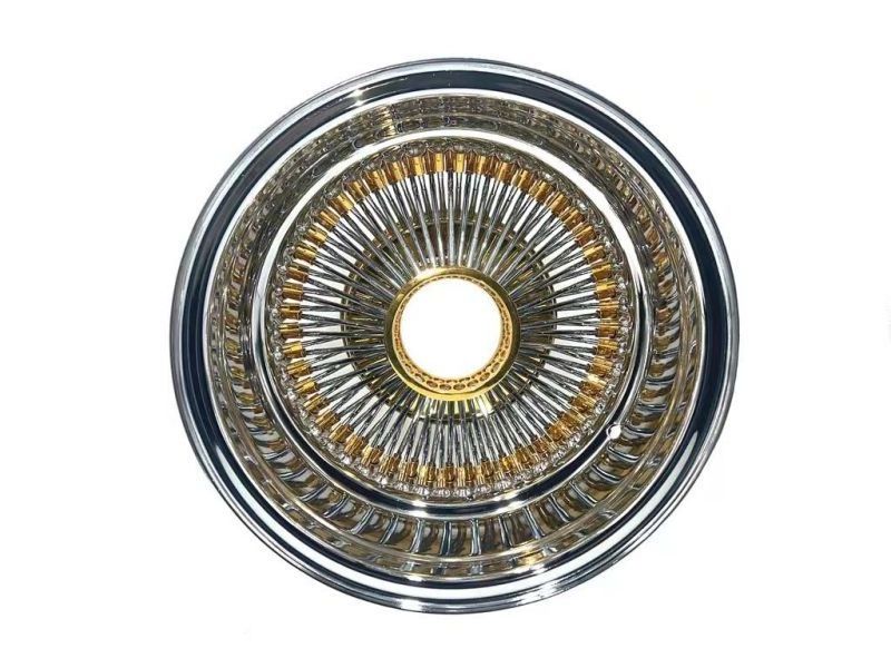 Wire Wheel 13 14 15 16 17 18 19 20 21 22 Inch Chrome Lip  Gold Spinner Nipple  Straight Reverse 72 100 150 Spoke RIMS