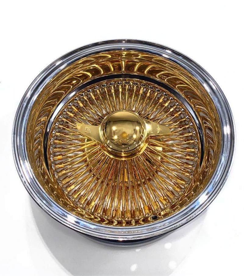 Wire Wheel 13 14 15 16 17 18 19 20 21 22 Inch Chrome Lip  Gold Spinner Nipple  Straight Reverse 72 100 150 Spoke RIMS