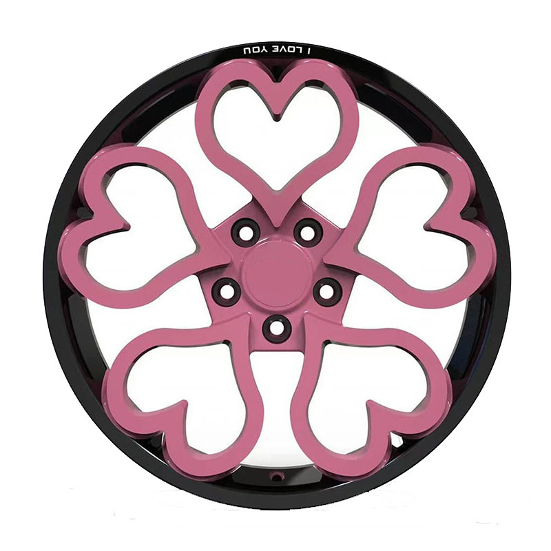 Custom Heart Shape Forged Rims 15 16 17 18 19 20 21 22 23 24 26 Inch Pink Purple Five Spokes/Deep Dish Wholesale Alloy Wheels