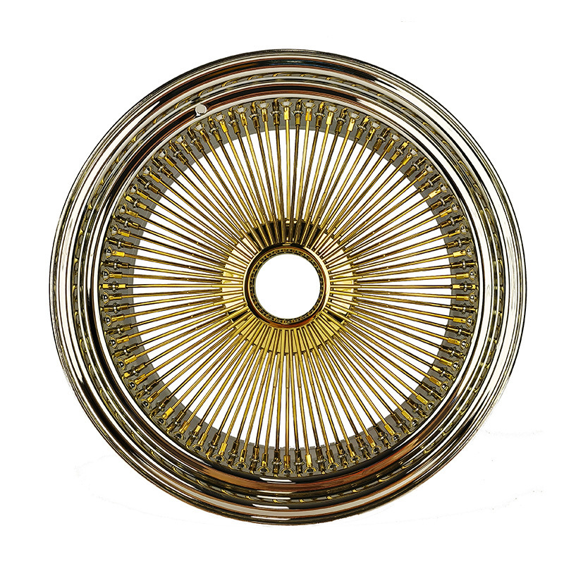 Steel Wire Wheels 13 14 15 16 17 18 20 22 Inch Straight/Cross Lace Spokes 72 100 150 Spokes Spinners Center Gold Chrome Car Rims