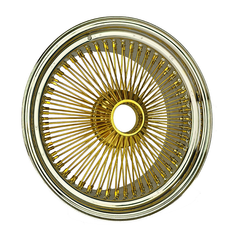 Steel Wire Wheels 13 14 15 16 17 18 20 22 Inch Straight/Cross Lace Spokes 72 100 150 Spokes Spinners Center Gold Chrome Car Rims