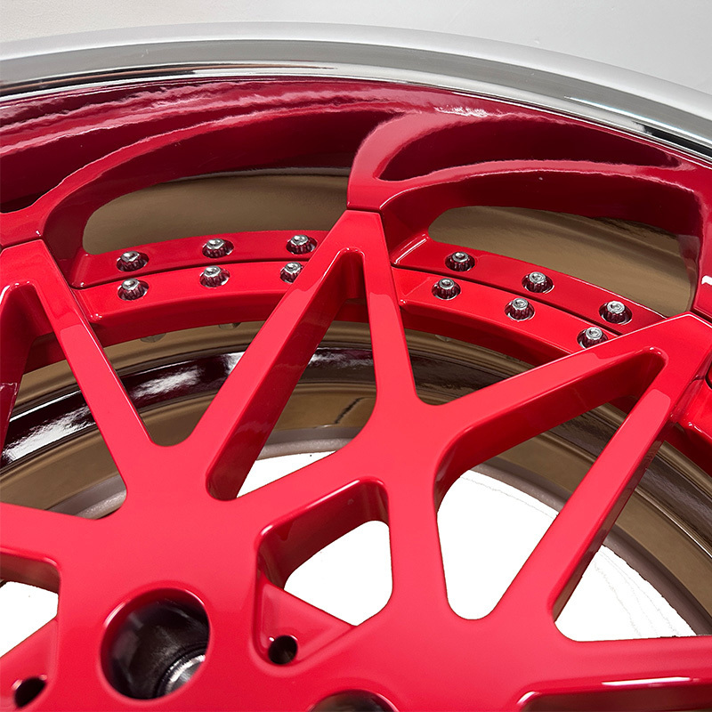 2 Piece Forged Wheel Rims 18 19 20 21 22 23 24 26 Inch 4 5 6 Holes Cool Red Aluminum T6061 Customized Chrome Car Wheels