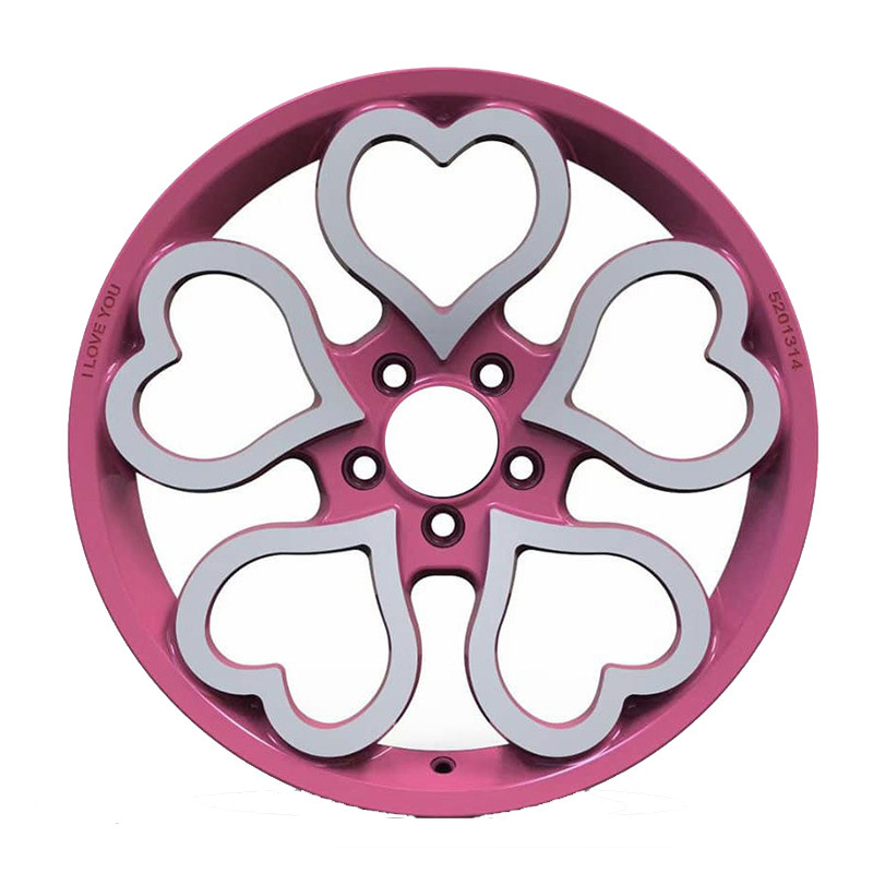 Custom Heart Shape Forged Rims 15 16 17 18 19 20 21 22 23 24 26 Inch Pink Purple Five Spokes/Deep Dish Wholesale Alloy Wheels