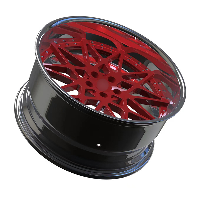 2 Piece Forged Wheel Rims 18 19 20 21 22 23 24 26 Inch 4 5 6 Holes Cool Red Aluminum T6061 Customized Chrome Car Wheels