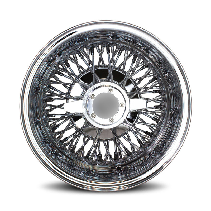 Steel Wire Wheels All Silver Chrome 13x5.5 13x7 14x7 15x7 16x7 17x8 Cross Lace 36 72 Spokes Reverse High Quality Car Rims