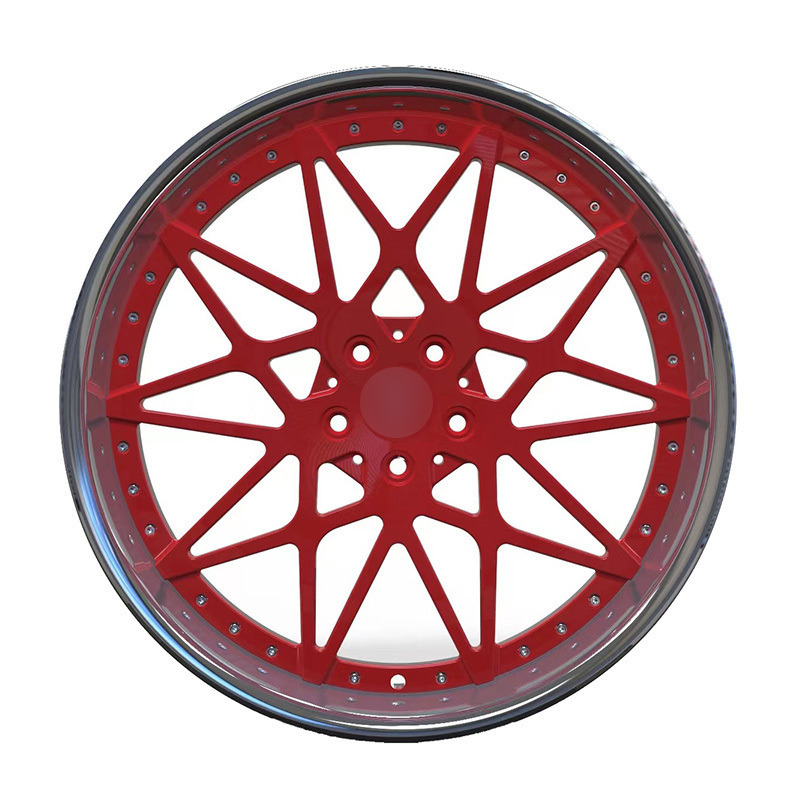 2 Piece Forged Wheel Rims 18 19 20 21 22 23 24 26 Inch 4 5 6 Holes Cool Red Aluminum T6061 Customized Chrome Car Wheels