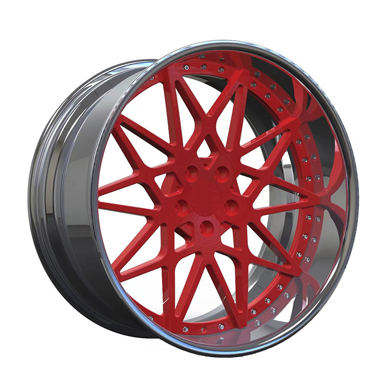 2 Piece Forged Wheel Rims 18 19 20 21 22 23 24 26 Inch 4 5 6 Holes Cool Red Aluminum T6061 Customized Chrome Car Wheels