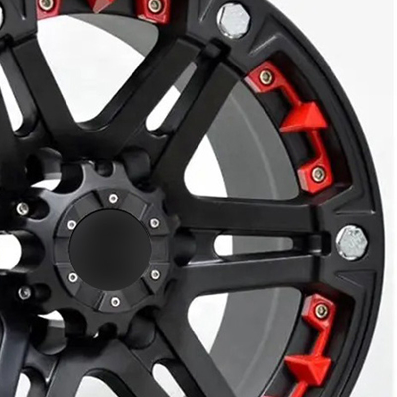 Hot Wheels Premium Cars 16 17 18 Inch Aluminium Black With Red Cool Concave Design 4x4 Wholesale Cast Wheel Rims For SUV