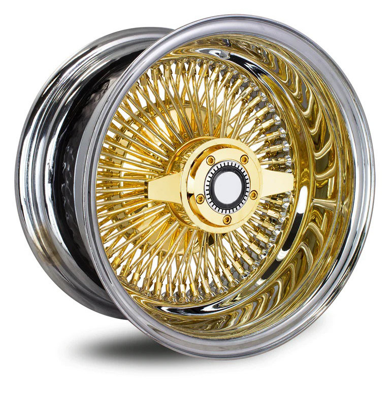 Alloy Car Rims 100 Straight Spokes Vintage Model 13 14 15 16 17 18 20 22 Inch Gold Wire Wheels