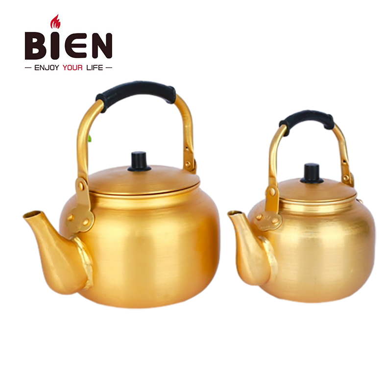 bien factory yellow aluminum teapot lightly boil water pot korean rice jug household gas kettle warm jug golden kettle gold