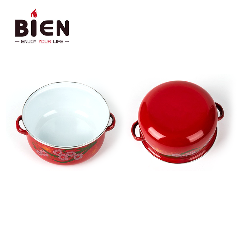 BIEN Factory Special kitchen accessories Enamel mussel pot with enamel lid mussel pot coating Enamel Casserole