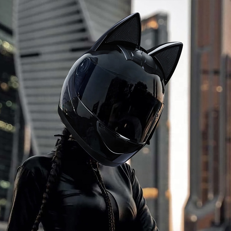 Electric Motorcycle Helmet female cat ears full face helmet summer Bluetooth locomotive full face helmet wholesale