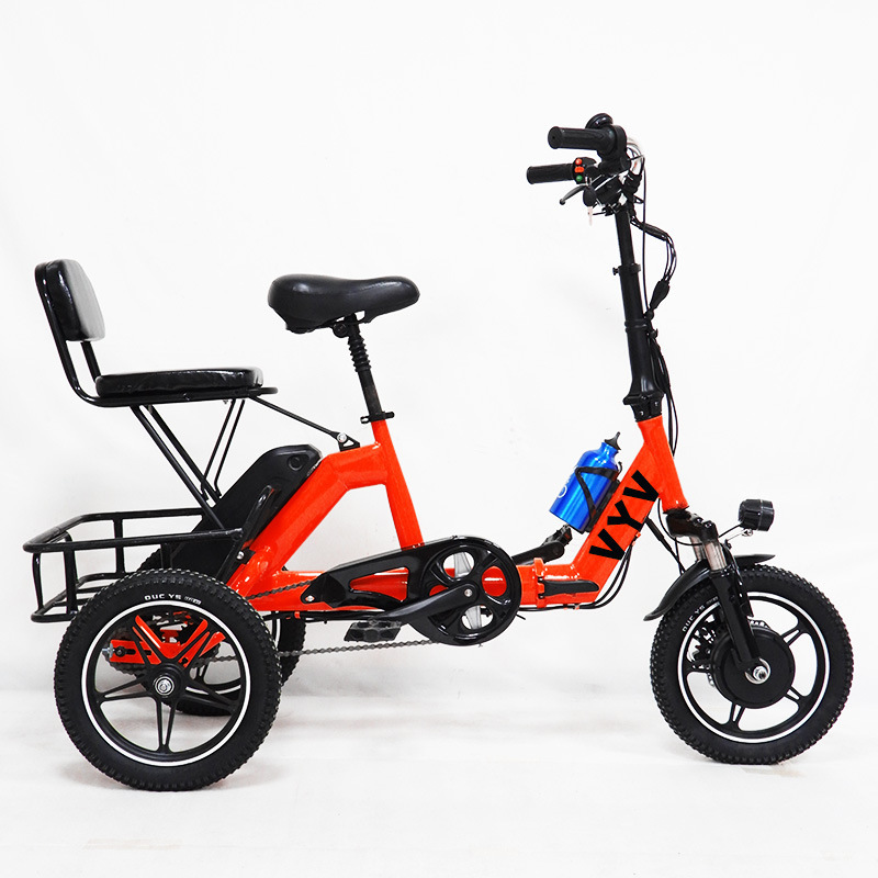 14 inch 36V 350W Pedal lithium battery small folding  power assisted tricycle adult pedal  tricycle wholesale tricycle electric