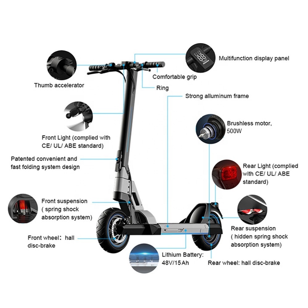 10 Inch fashion electric scooter 500w electric folding mobility scooter with App popular electric scooter