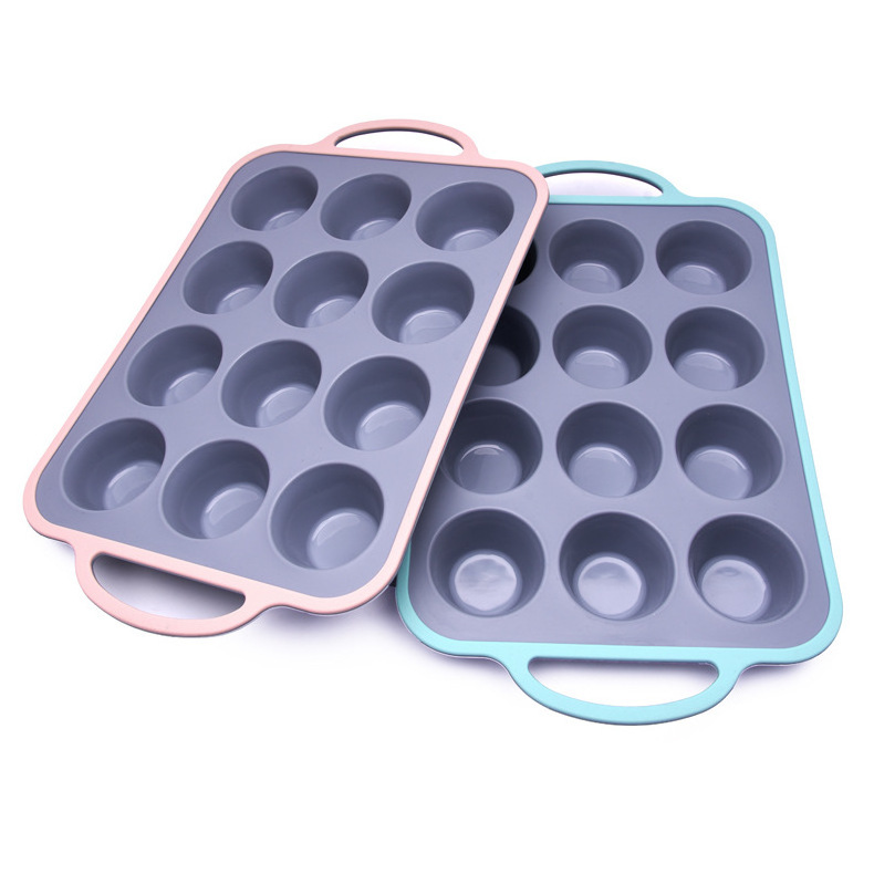 Durable 12 Even Silicone Cake Mold Non-stick Mini Cake Dessert Baking Tool Diy Muffin Molds Baking Trays