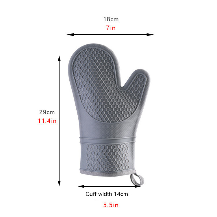 Wholesale Non-slip Heat Resistant Kitchen Pot Oven Bbq Silicone Gloves Safe Cotton Lining Microwave Oven Gloves