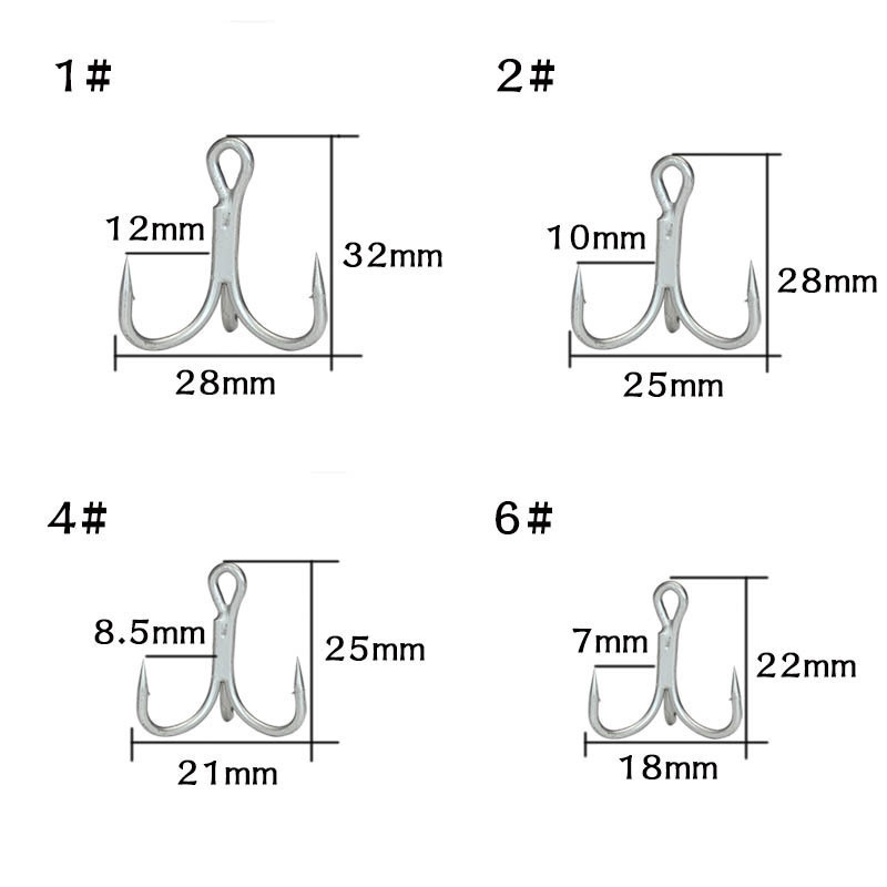 MOQ 10pcs High Carbon Steel Replacement Fishing Hooks 4X Treble Hooks Round Bend Triple Fishing Hooks For Hard Lures Fishing