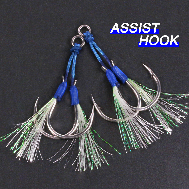 Wholesale nice quality bkk jig fishing hook 2/0#-7/0# high carbon double hook assist hook jigging