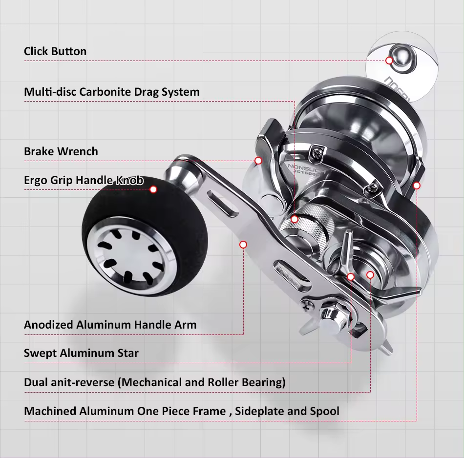 Wholesale JG1500 full metal Cheap Tuna Ocean Boat Drum Fishing Reel Big Game Trolling Reel For Saltwater