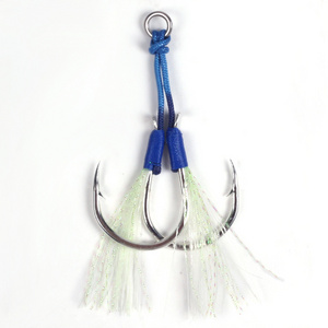 Wholesale nice quality bkk jig fishing hook 2/0#-7/0# high carbon double hook assist hook jigging