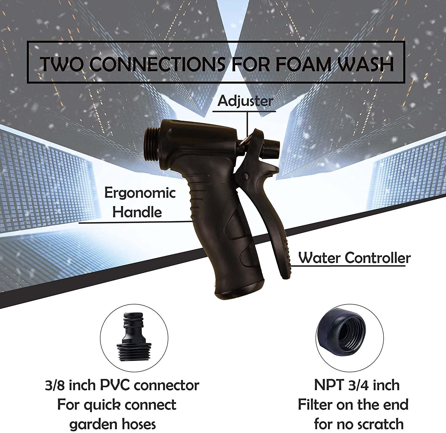 Snow Foam Gun Connect Garden Hose Soap High Pressure Cleaner Sprayer Free Sponge for Car Wash