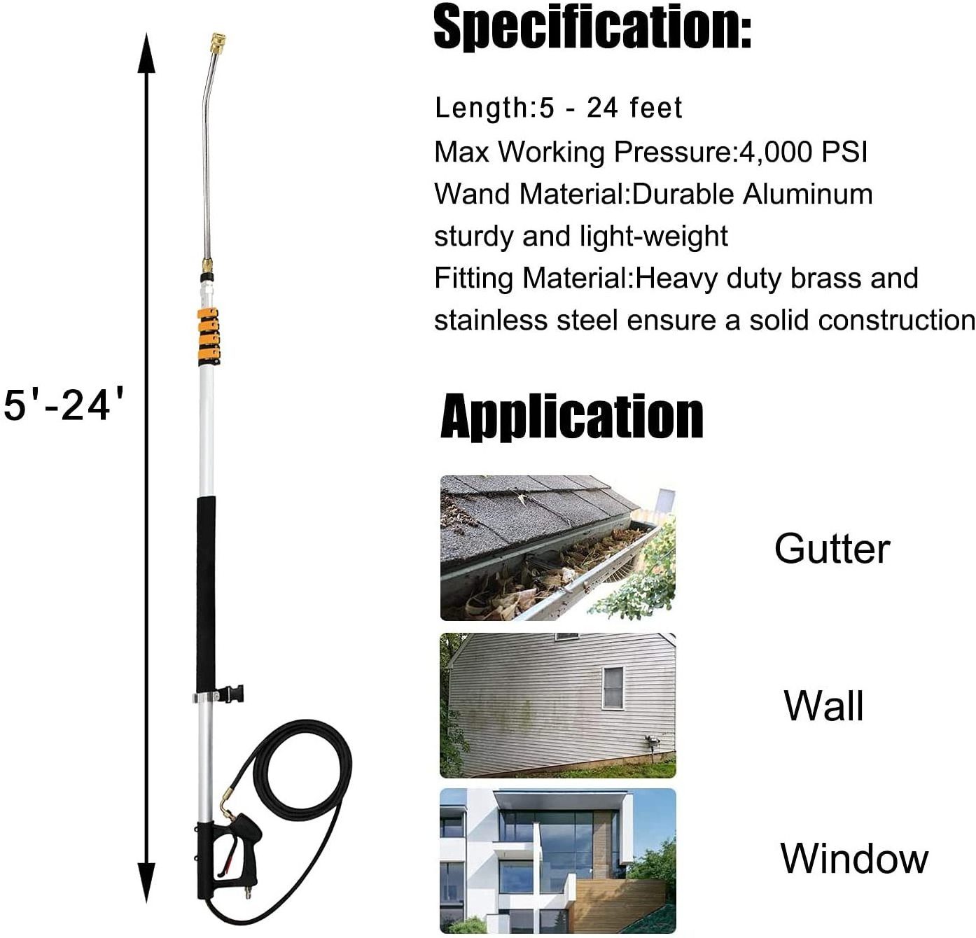 Bison House Roof Cleaning Tools Gutter Telescopic Cleaner Equipment For High Pressure Washer