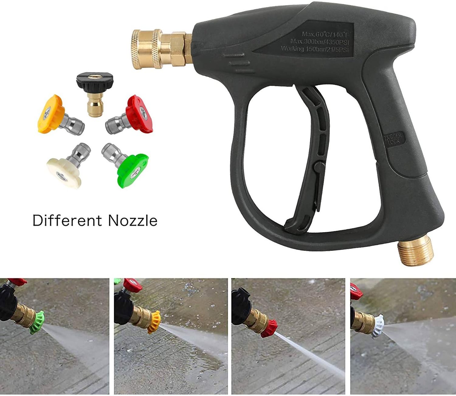 Power Pressure Washer Short Water Sprayer Wand Spray Gun Kit